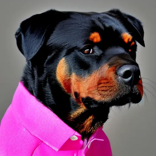 Image similar to rottweiler wearing a pink shirt