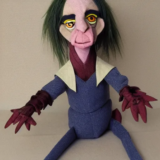 Prompt: mark e smith puppet from the dark crystal, made by jim henson
