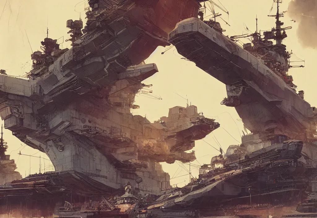 Prompt: handmade illustration of a beautiful big battleship, line art, ink, watercolor by Kilian Eng and by Jake Parker, winning-award masterpiece, fantastic, octane render, 8K HD Resolution, High quality image