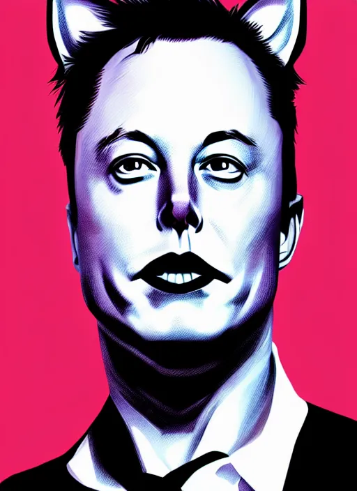 Image similar to portrait of elon musk with cat ears, intricate, elegant, highly detailed, digital painting, artstation, concept art, smooth, sharp focus, illustration