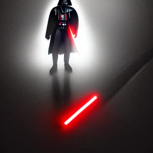 Prompt: ultra realistic scene, hdr, 4 k, darth vader walking in the night with his red lightsaber