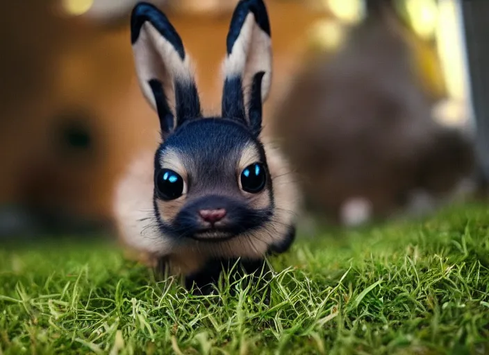 Image similar to real life pokemon umbreon, adorable, fluffy, ultra realistic, golden hour, sharp focus