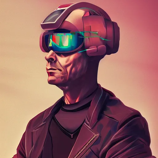 Image similar to cyberpunk tony hawk as the leader of a futuristic communist nation, cybernetics, sharp lines, digital, artstation, colored in