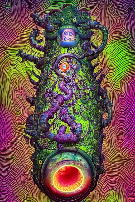 Image similar to creature sushi roots cactus elemental flush of force nature micro world fluo light deepdream a wild amazing steampunk baroque ancient alien creature, intricate detail, colorful digital painting radiating a glowing aura global illumination ray tracing