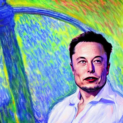 Image similar to elon musk, painting by Monet