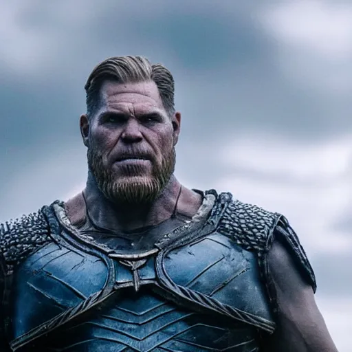 Image similar to Thanos in the TV show Vikings 4K quality super realistic