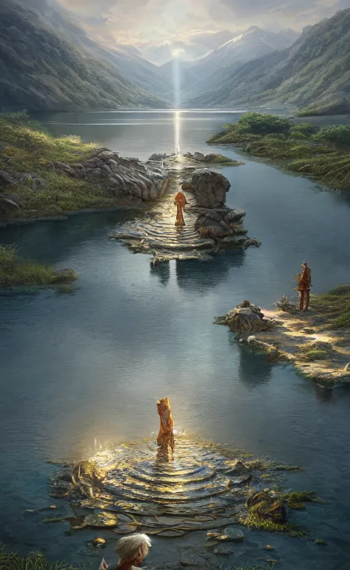 Image similar to lake godness, highly detailed, d & d, water everwhere fantasy, highly detailed, digital painting, trending on artstation, concept art, sharp focus, global illumination, ray tracing, illustration, art by artgerm and greg rutkowski and fuji choko and viktoria gavrilenko and hoang lap