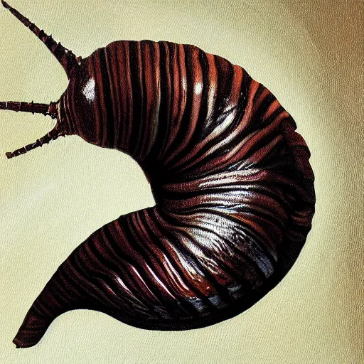 Image similar to snail with wings, oil painting, artstation, dramatic lighting, symmetry, beautiful