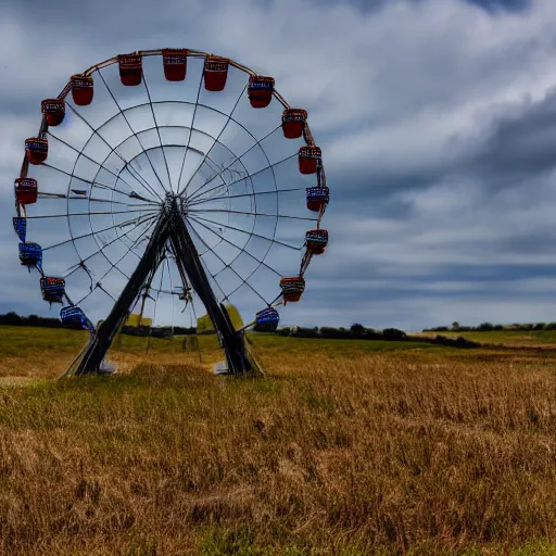 Prompt: ferris wheel far away in the middle of nowhere realistic 4K