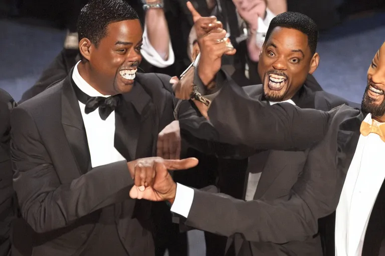 Prompt: chris rock slapping will smith, at the oscar's, 8 5 mm