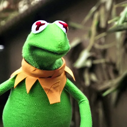 Prompt: Kermit the Frog in Vietnam.