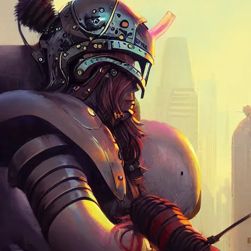 Image similar to cyberpunk viking helmet mask warrior goddess robot ninja fantasy, art gta 5 cover, official fanart behance hd artstation by jesper ejsing, by rhads, makoto shinkai and lois van baarle, ilya kuvshinov, ossdraws