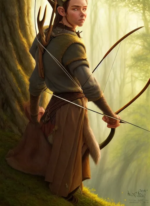 Prompt: a film still portrait of a deer elven archer, finely detailed features, cinematic lighting, perfect art, brian jacques redwall woodland, forest, intricate, artstation, trending on pixiv fanbox, painted by brian jacques greg rutkowski, studio ghibli, fantasy, 4 k