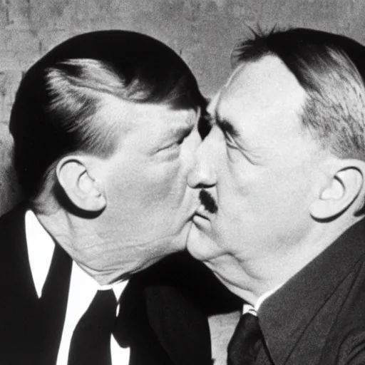 Image similar to still of donald trump kissing adolf hitler siegheil