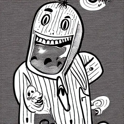 Prompt: mcbess illustration of a laughing ghost at a disco