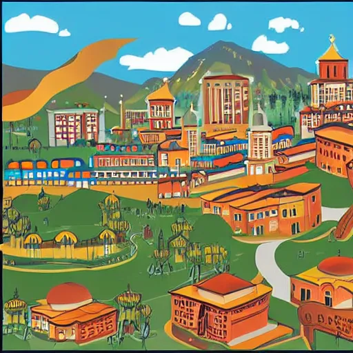 Image similar to city in Kyrgyz, storybook illustration