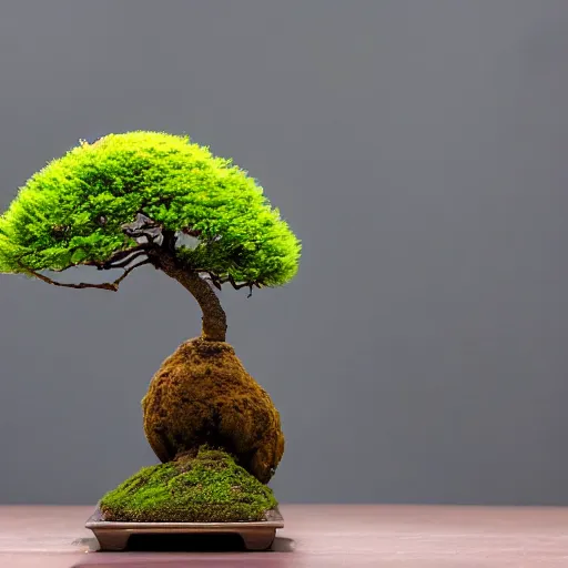 Image similar to photo of a kokedama momiji bonsai, plant, beautiful, high detail, bright, cinematic,