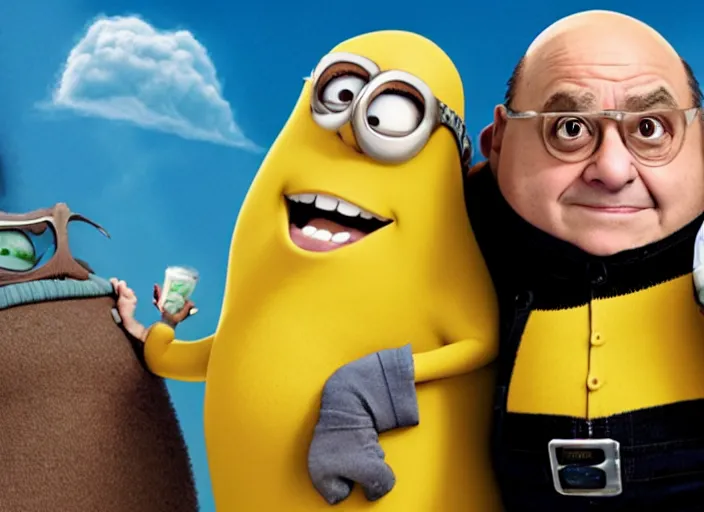 Prompt: Danny DeVito cast as Gru, still from Despicable Me 2010