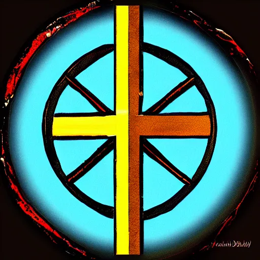 Image similar to christian cross art.. digital layered. visible paint strokes.