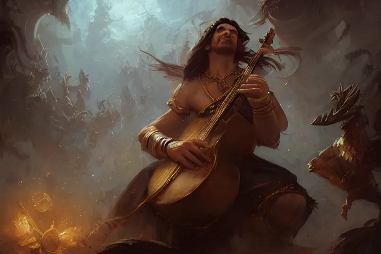 Prompt: a musician singing a visual melody in the baroque era, hearthstone art style, epic fantasy style art by Craig Mullins, fantasy epic digital art, epic fantasy card game art by Greg Rutkowski