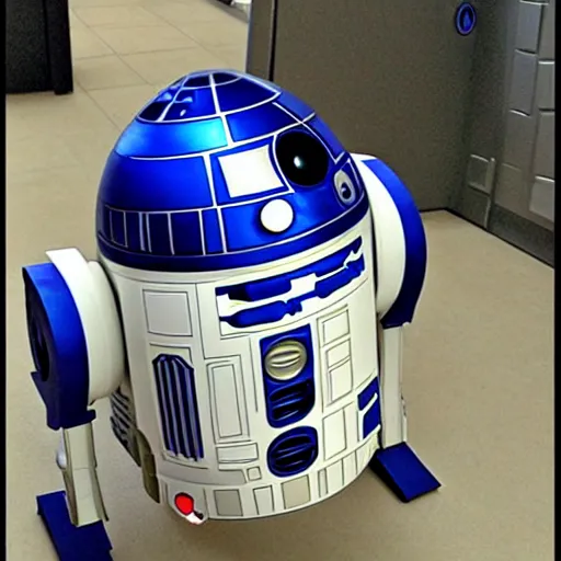 Prompt: shrek as an r2 d2 droid in star wars