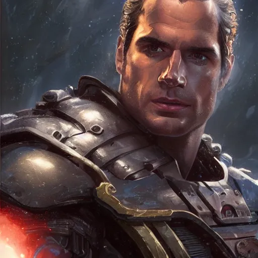 Image similar to Henry Cavill as a Primarch, Sci-Fi closeup character art by Neil Roberts and Marc Lee and Vladimir Krisetskiy and Donato Giancola and Craig Mullins, digital art, trending on artstation