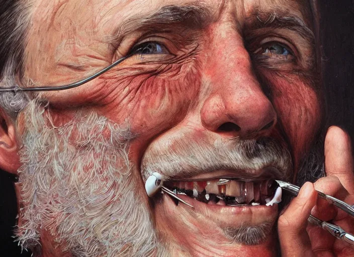 Prompt: a highly detailed anatomical portrait of a dentist, james gurney, james jean