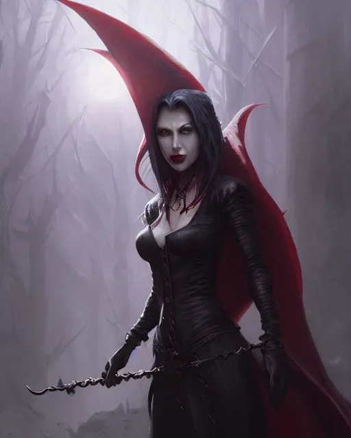 Prompt: vampire, 4 th wall, highly detailed, d & d, fantasy, highly detailed, digital painting, trending on artstation, concept art, sharp focus, illustration, global illumination, shaded, art by artgerm and greg rutkowski and fuji choko and viktoria gavrilenko and hoang lap