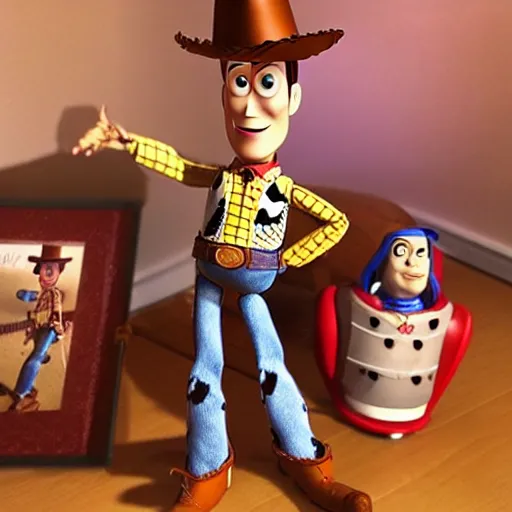 Image similar to woody from toy story in a metal band