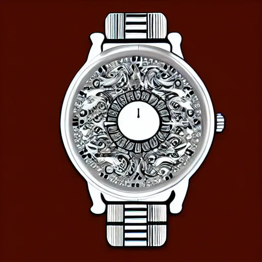 Image similar to silver intricate watch face, digital art