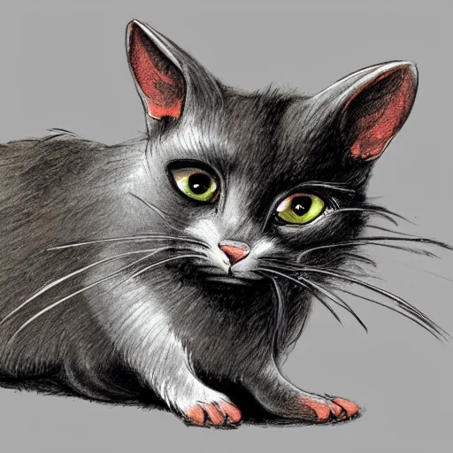 Image similar to concept art of a half cat half rat