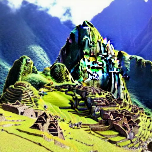 Prompt: Shrek in machu picchu