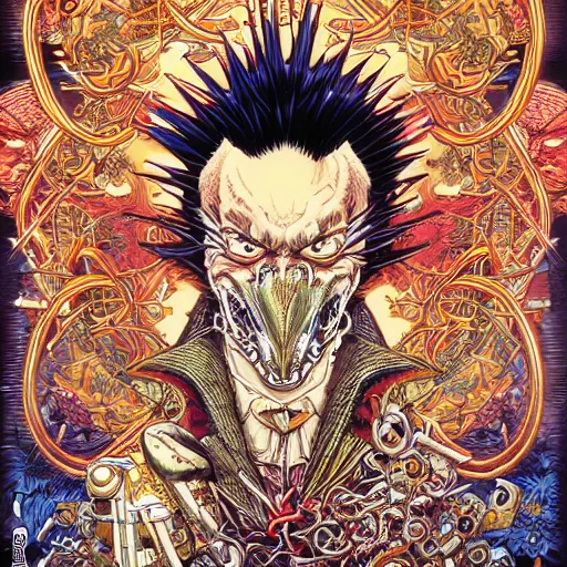 Image similar to portrait of crazy card king, symmetrical, by yoichi hatakenaka, masamune shirow, josan gonzales and dan mumford, ayami kojima, takato yamamoto, barclay shaw, karol bak, yukito kishiro