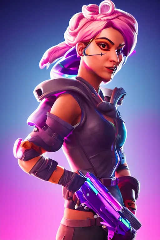 Prompt: epic lady portrait stylized as fornite style game design fanart by concept artist gervasio canda battle royale kaws radiating a glowing aura global illumination ray tracing hdr render in unreal engine 5