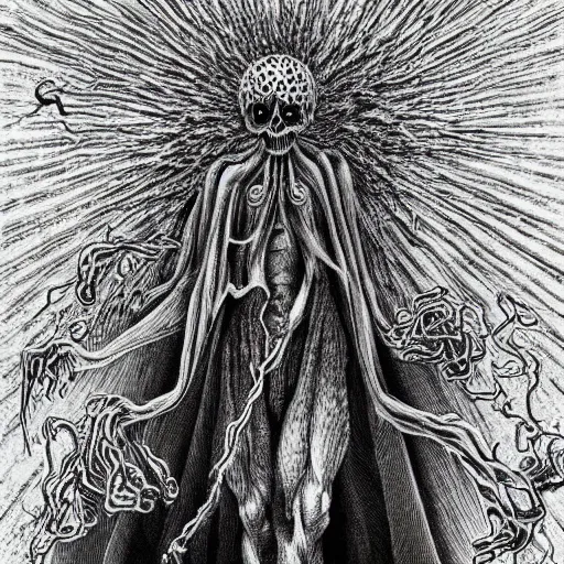 Prompt: an anthropomorphic depiction of death itself by kentaro miura, hyper-detailed masterpiece