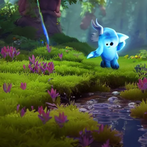 Image similar to 3 d ori and the will of the wisps game screenshot, vivid, unreal engine, 3 d rendered