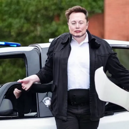 Image similar to Elon Musk handcuffed by police officer