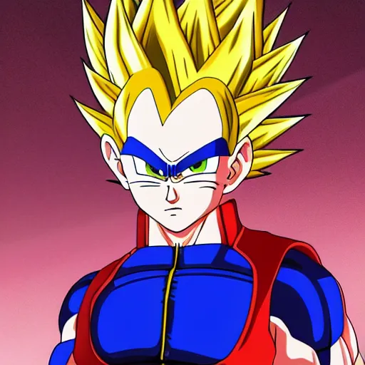 Image similar to fusion of vegeta and naruto, digital art, high quality anime artstyle, intricate