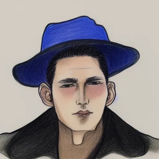 Prompt: a drawing of a man wearing a hat, a gouache by Hirohiko Araki, tumblr contest winner, modern european ink painting, watercolor, colorized, art on instagram