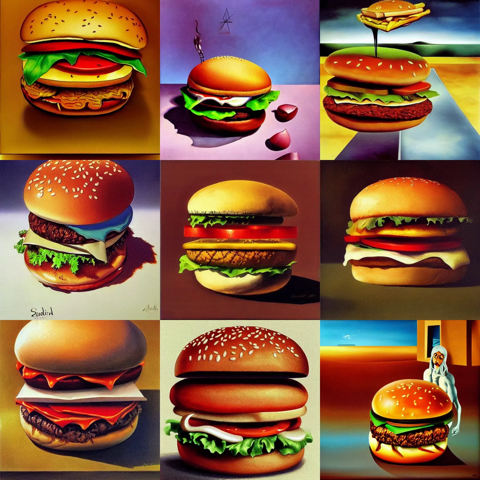 Prompt: hamburger by salvador dali, trending on artstation, favorites on deviantart, high quality art. artwork masterpieces, award winning