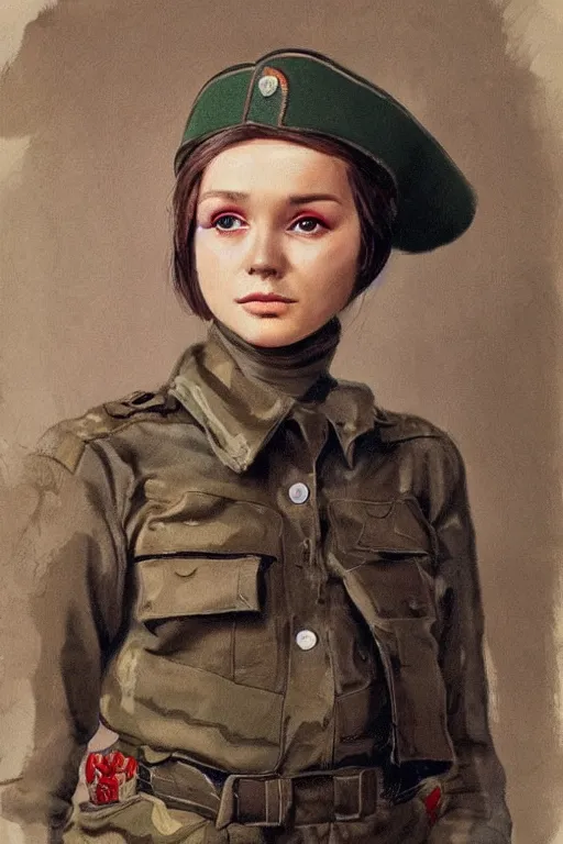 Image similar to beautiful portrait of a young ukranian female soldier, frank miller