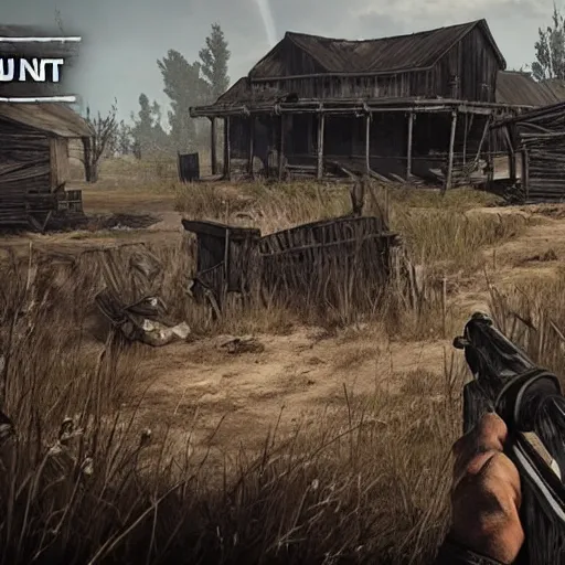 Image similar to hunt showdown western weapons burning city cinematic highly detailled