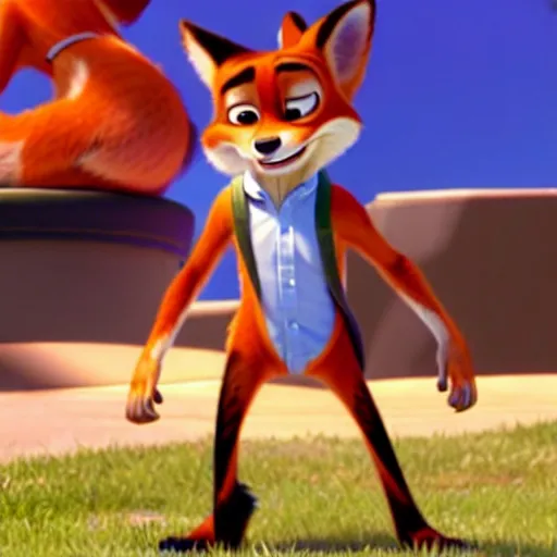 Image similar to Nick Wilde (from Zootopia) doing one last job before he's out of the game for good