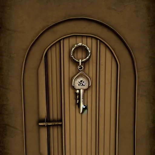 Image similar to metal key for the doors, rpg game inventory item, stylized, perspective view, ArtStation concept