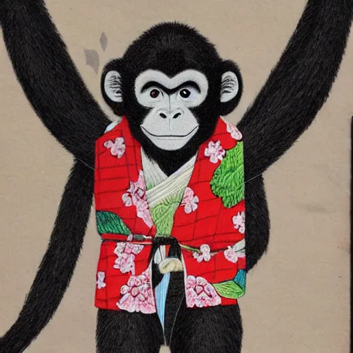 Image similar to a monkey in a kimono