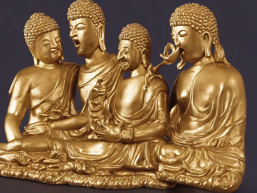 Image similar to yesus and buddha laugh in dessert,picture of religion tolerance award 2055,4k,details