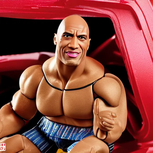 Image similar to The Rock as a barbie doll, Mattel, studio product photography, professional, detailed, f/8.0