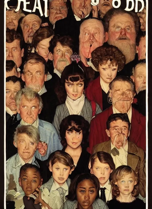 Prompt: poster for a drama film animation called the death of the children, 8 k, hd, art by norman rockwell