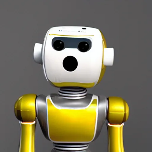 Prompt: <photo hd robot-expression='hug pls' robot-desire='hug' robot-traits='fluffy cute adorable'>this robot keeps following me around</photo>