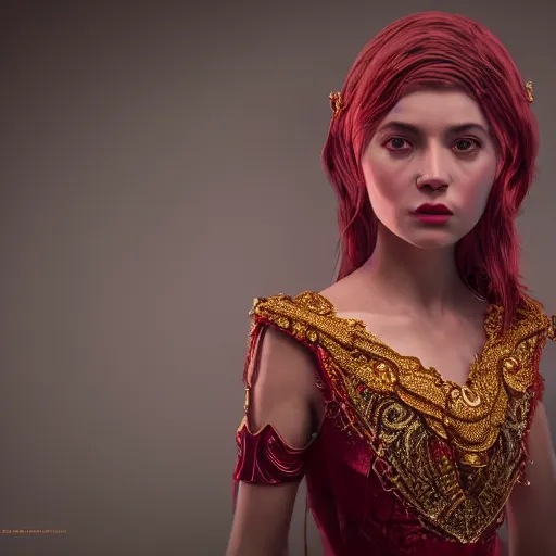 Image similar to portrait of wonderful princess of ruby with fair skin, ornate 8 k gorgeous intricate detailed, accent lighting, dramatic light, octane render